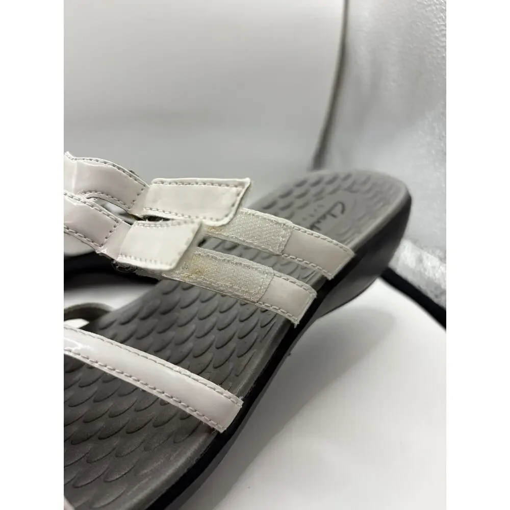 Clarks Collection Sandals Womens 12 White Comfort Walking Adjustable Easy Strap